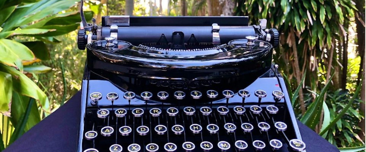 typewriter in the garden