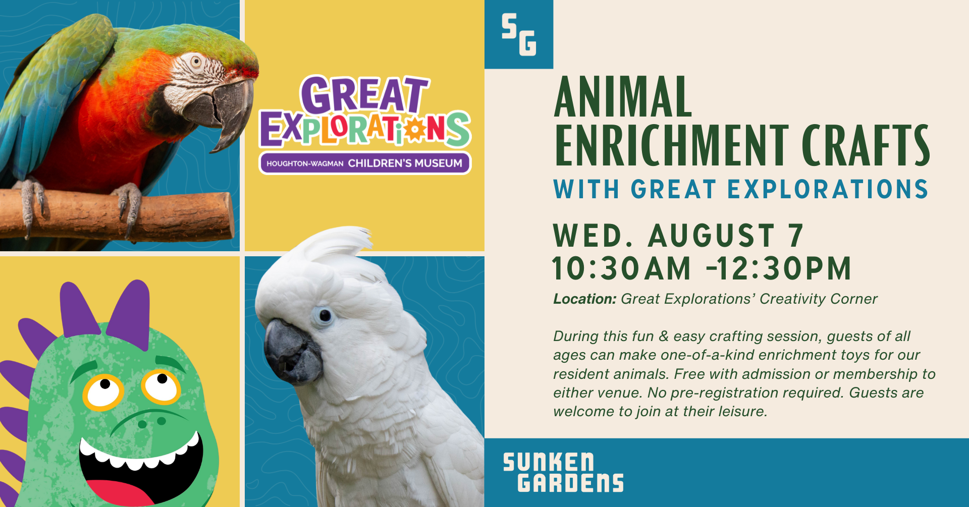 Exotic bird images and logos for Sunken Gardens and Great Explorations